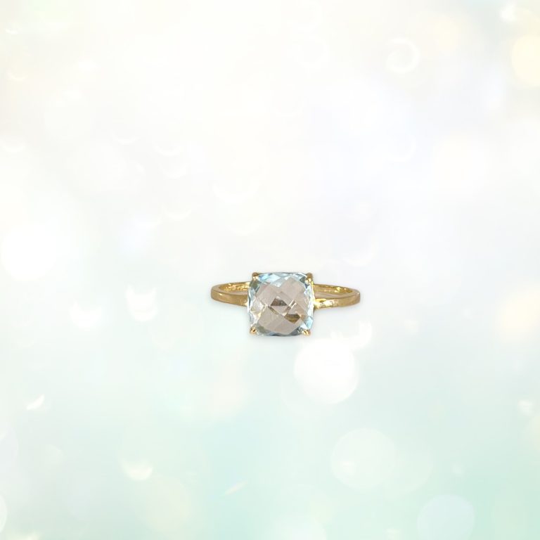 bague topaze bleue or jaune 750