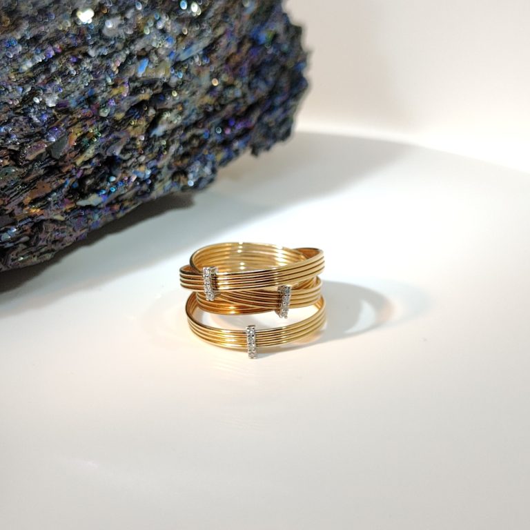 bague spirale godrons or rose