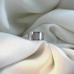 Bijou Occasion Bague Din Vahn modèle or blanc 750 jonc plat cercle diamants