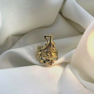 Bijou occasion Bague or jaune 750 style art nouveau esprit floral