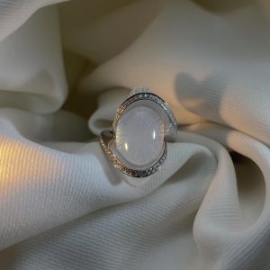 Bague quartz taillé au laser et diamants - Dépôt-vente