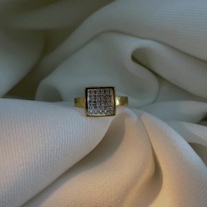 Bague pavage diamants carré - Dépôt-vente