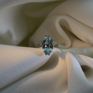 Bague Aigue-marine marquise - Dépôt-vente