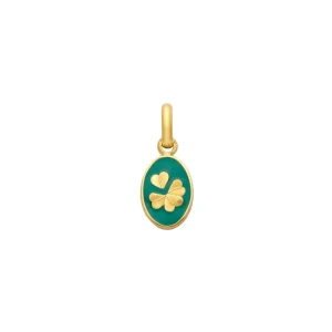 Pendentif Arthus Bertrand Or Jaune & Diamant Trèfle - Vert foncé